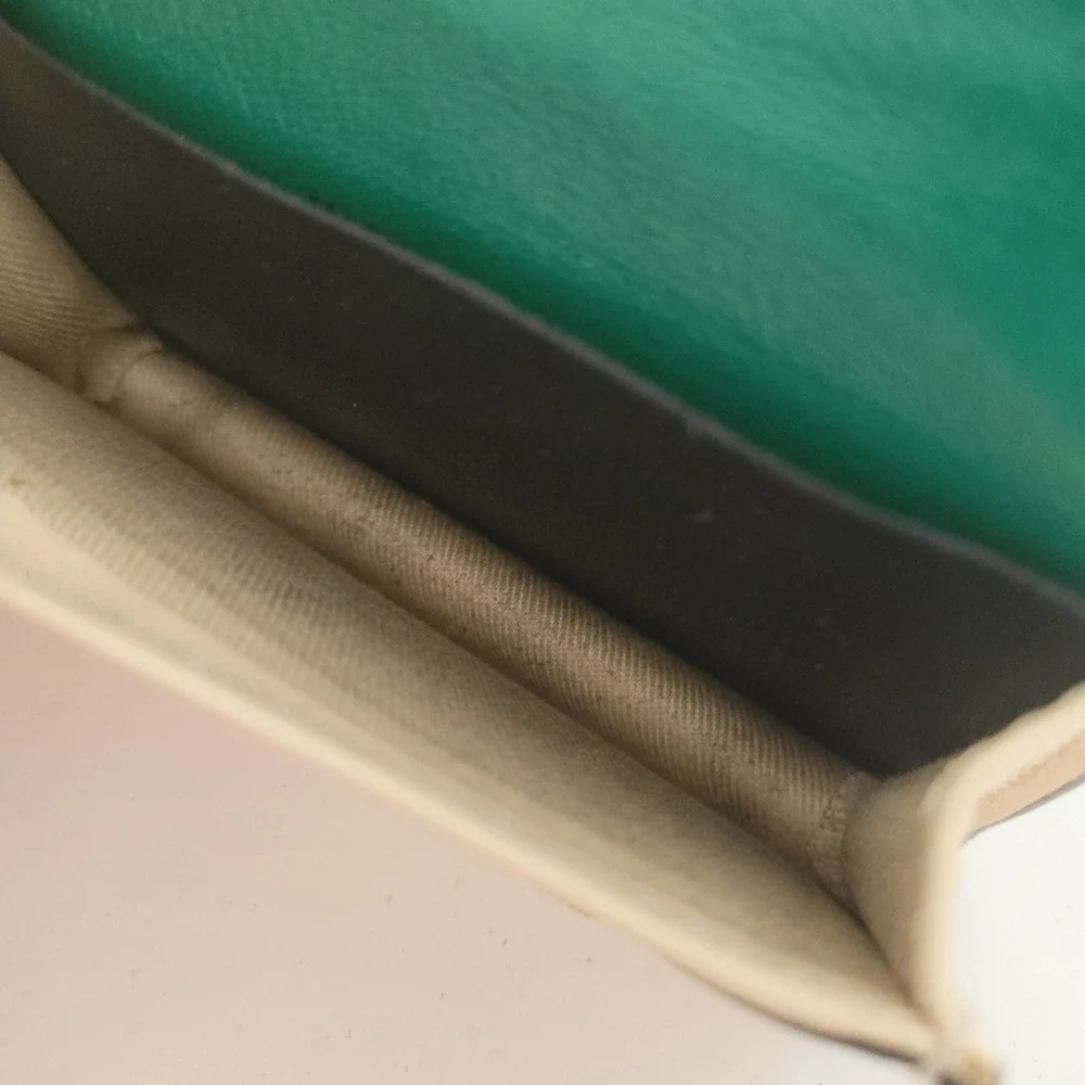 Marni Colorblock Leather Card Case Wallet‎ Green Cream Snap Accordion Italy